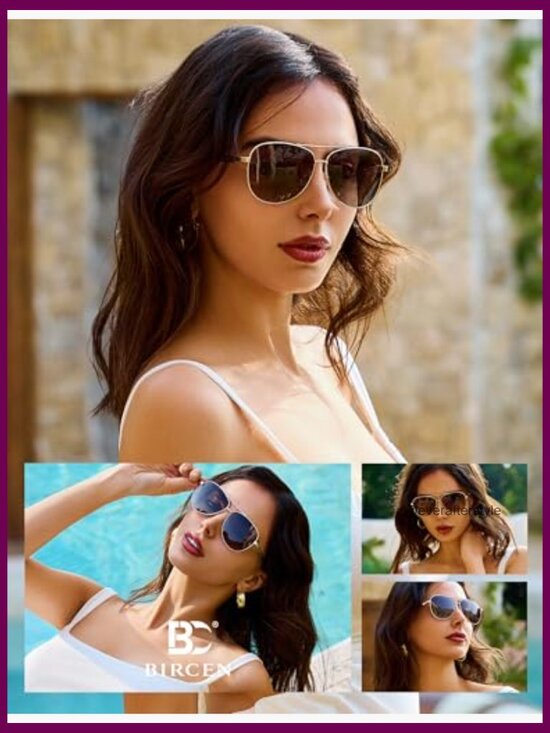 Polarized Aviator Sunglasses with Acetate Frame, UV400 Protection main image 6